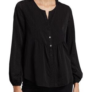 NWT Lilly Pulitzer Hensley Onyx Leopard Jacquard Top Women's Small Black Blouse